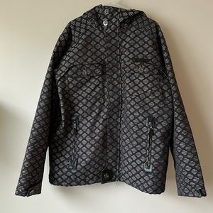 NWOT Burton Snowboard Ski Jacket Black & Grey Burton Entourage Large Hooded